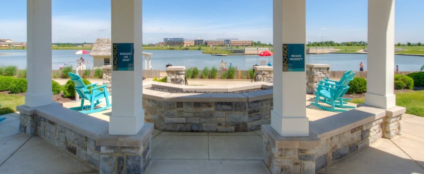 Patio area at Plainfield apartment